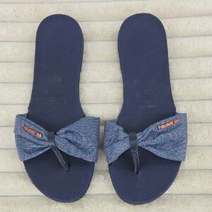 Havaianas Blue Sandals with Denim Bow